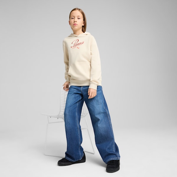 Essentials Script Big Kids' Hoodie, Alpine Snow, extralarge