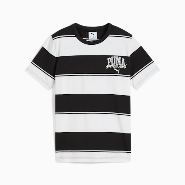 Playera de rayas para niños grandes PUMA Class, PUMA Black, extralarge