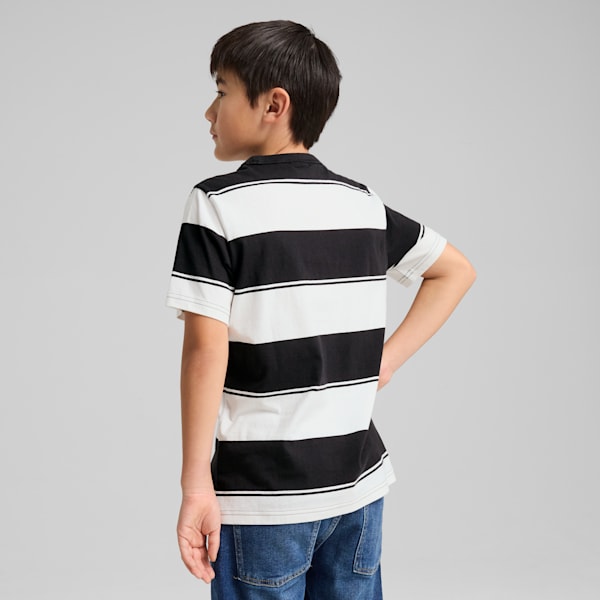 PUMA Class Big Kids' Striped Tee, PUMA Black, extralarge