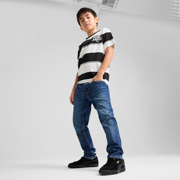PUMA Class Big Kids' Striped Tee, PUMA Black, extralarge