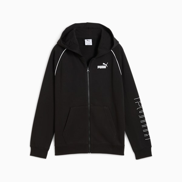 Sudadera con capucha y cremallera PUMA SPORT para niños grandes, PUMA Black, extralarge