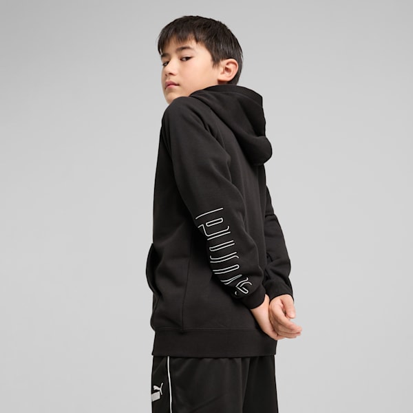 Sudadera con capucha y cremallera PUMA SPORT para niños grandes, PUMA Black, extralarge