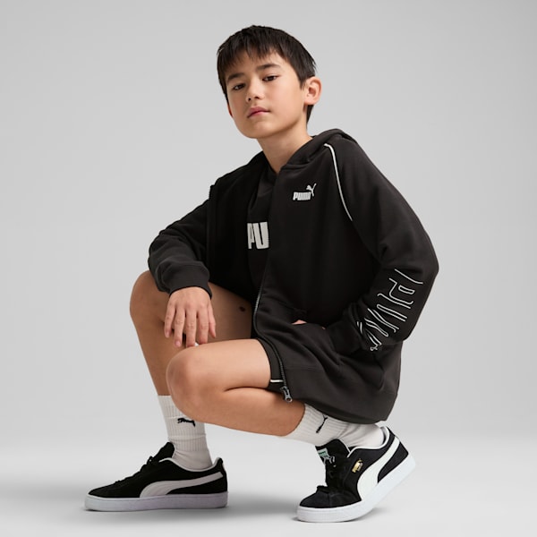 Sudadera con capucha y cremallera PUMA SPORT para niños grandes, PUMA Black, extralarge