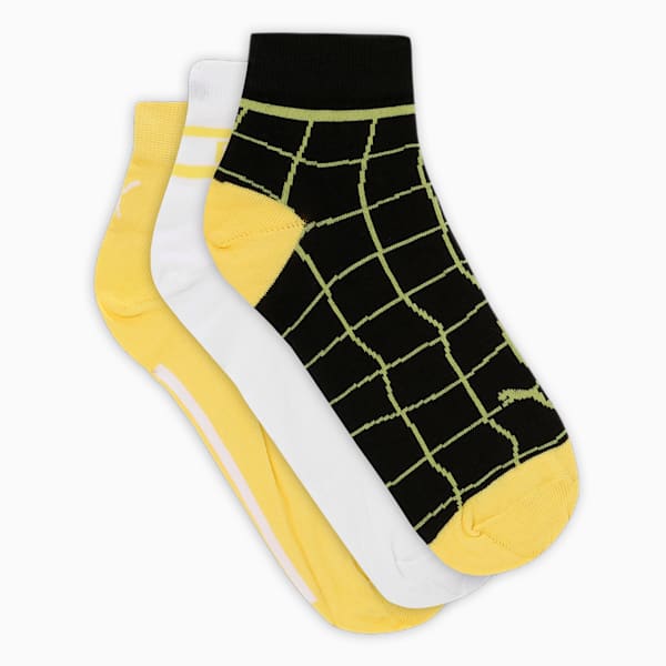 Sports Quarter Socks Pack of 3, Lemon Meringue-PUMA White-PUMA Black, extralarge-IND