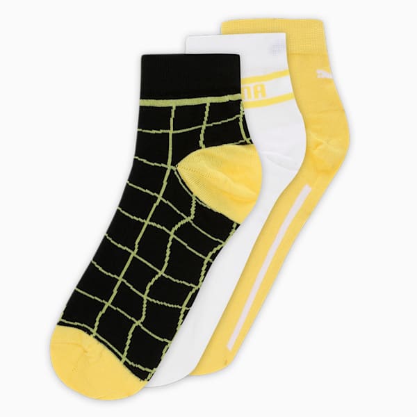 Sports Quarter Socks Pack of 3, Lemon Meringue-PUMA White-PUMA Black, extralarge-IND