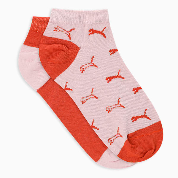 Printed Sneaker Socks Pack of 2, Pearl Pink-Cayenne Pepper, extralarge-IND