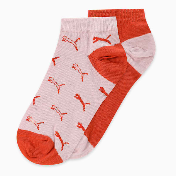 Printed Sneaker Socks Pack of 2, Pearl Pink-Cayenne Pepper, extralarge-IND