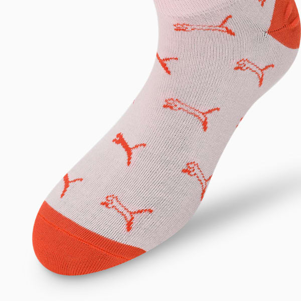 Printed Sneaker Socks Pack of 2, Pearl Pink-Cayenne Pepper, extralarge-IND