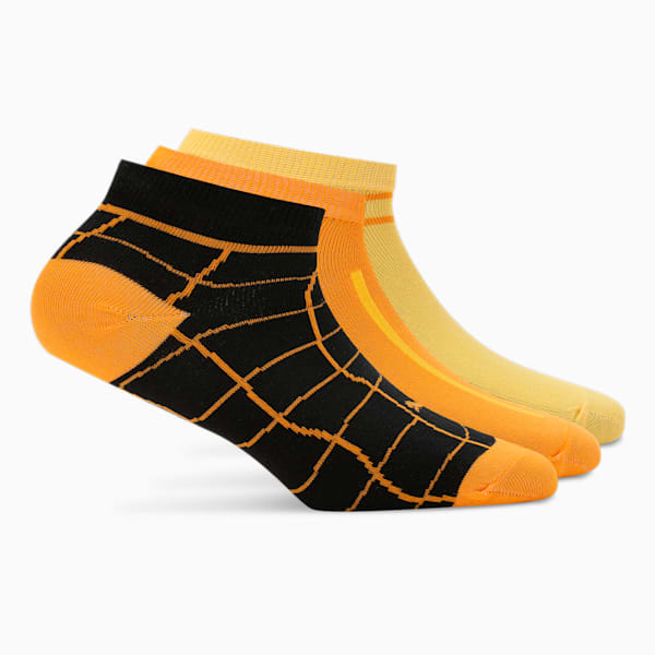 PUMA Graphic Sneaker Socks Pack of 3, PUMA Black-Warm Earth-Mustard Seed, extralarge-IND