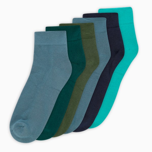 Half Terry Ankle-Length Socks Pack of 6, Varsity Green, extralarge-IND