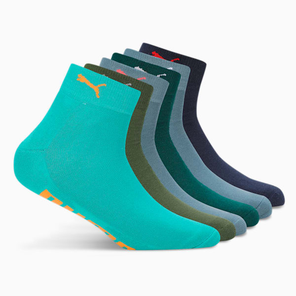 Half Terry Ankle-Length Socks Pack of 6, Varsity Green, extralarge-IND