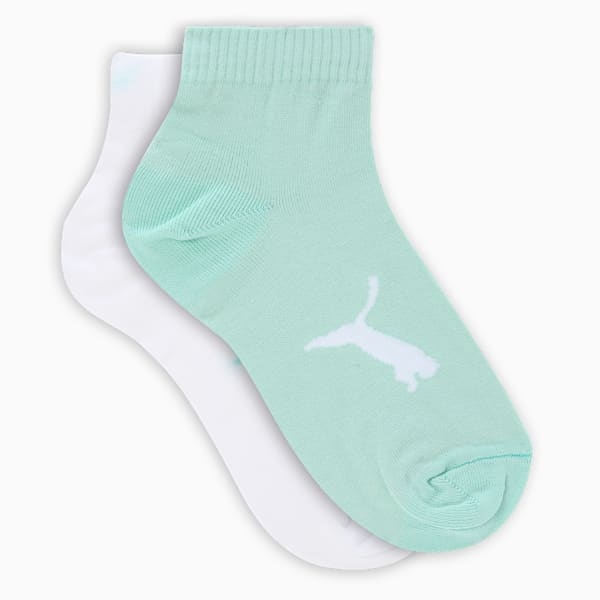 Quarter Socks Pack of 2, Fair Aqua-PUMA White, extralarge-IND