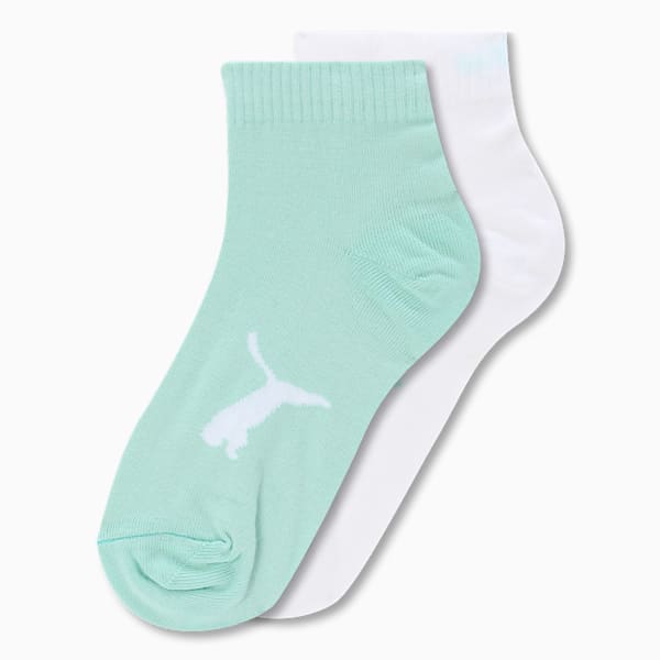 Quarter Socks Pack of 2, Fair Aqua-PUMA White, extralarge-IND