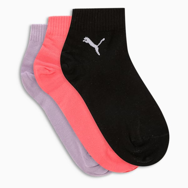Quarter Socks Pack of 3, PUMA Black-Georgia Peach-Lavender Alert, extralarge-IND