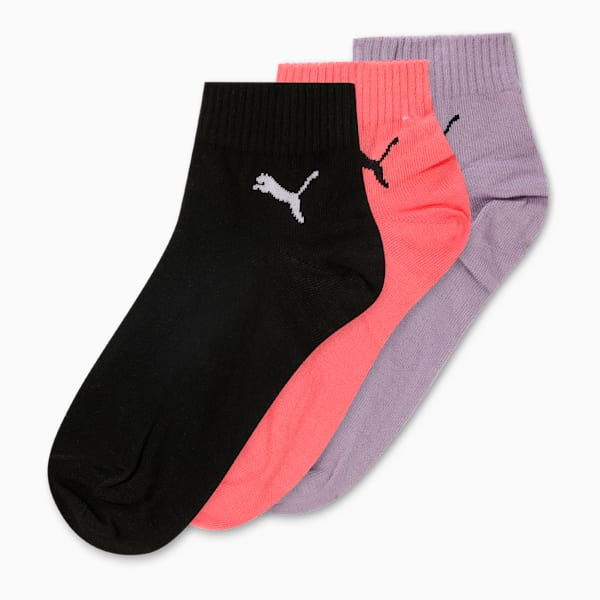 Quarter Socks Pack of 3, PUMA Black-Georgia Peach-Lavender Alert, extralarge-IND