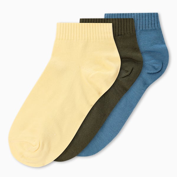 Quarter Socks Pack of 3, Deep Dive-PUMA Olive-Pale Lemon, extralarge-IND