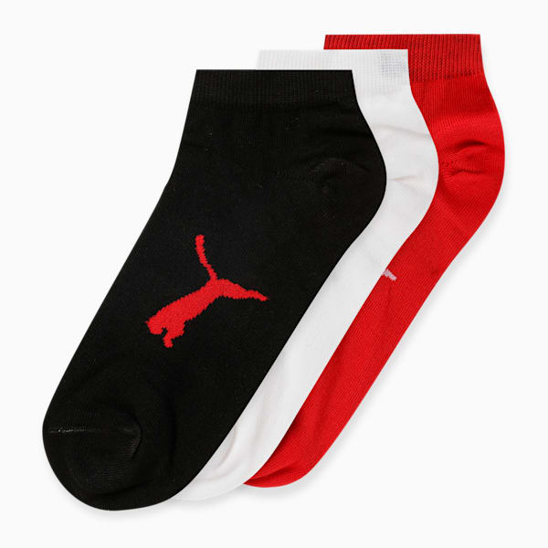 Unisex Sneaker Socks Pack of 3, PUMA Black-PUMA White-For All Time Red, extralarge-IND