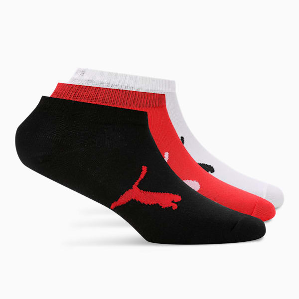 Unisex Sneaker Socks Pack of 3, PUMA Black-PUMA White-For All Time Red, extralarge-IND
