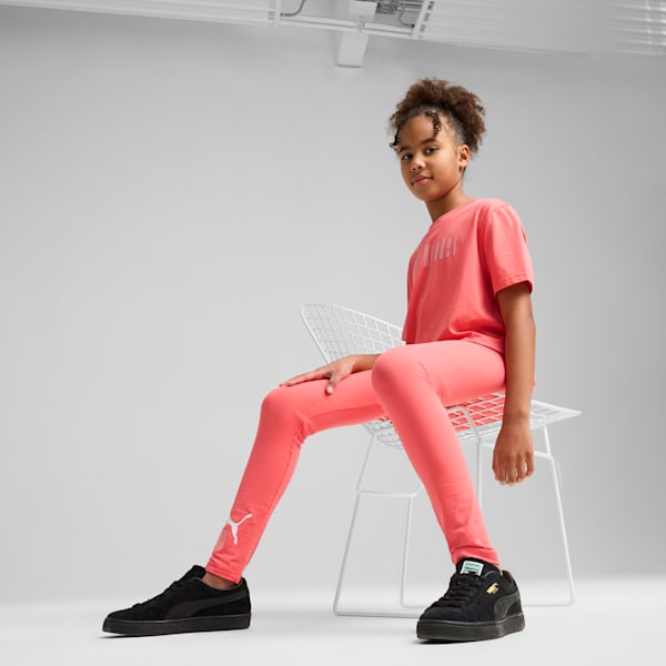 Essentials No.1 Logo Big Kids' Leggings, Peach Frost, extralarge