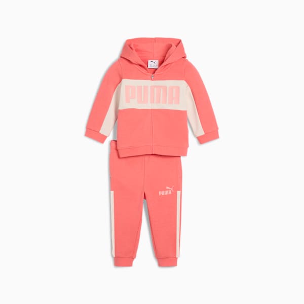 Conjunto de 2 piezas de sudadera con capucha y pantalón para infantes Minicats Essentials Block, Peach Frost, extralarge