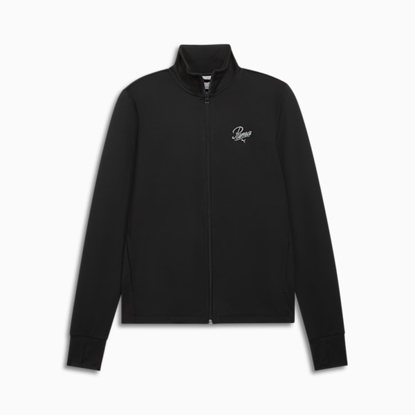 Chaqueta ESS con leyenda y cierre completo para mujer, PUMA Black, extralarge