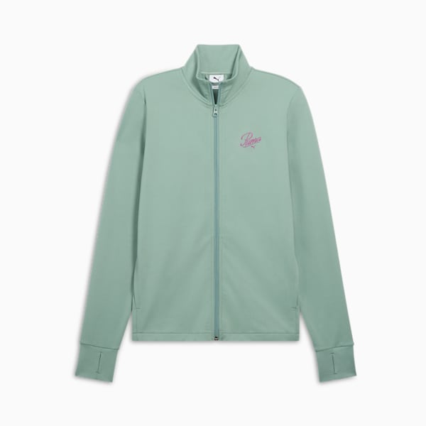Chaqueta ESS con leyenda y cierre completo para mujer, Green Moon, extralarge
