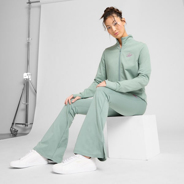 Chaqueta ESS con leyenda y cierre completo para mujer, Green Moon, extralarge