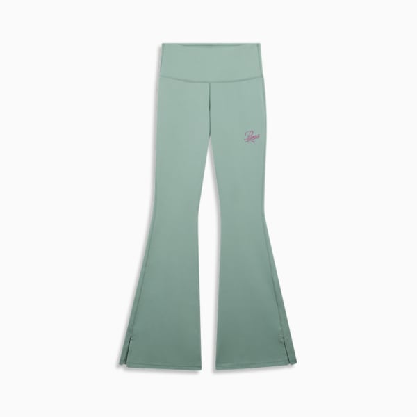ESS Script Women's Flarred Leggings, Green Moon, extralarge