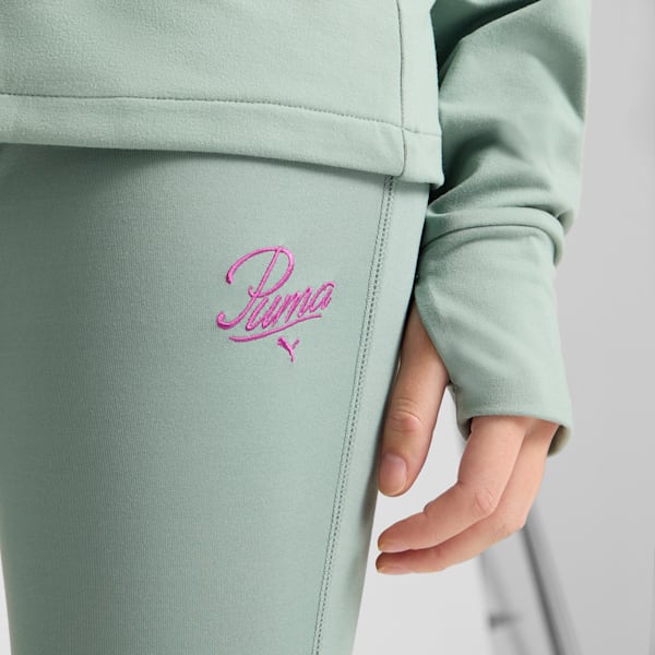 ESS Script Women's Flarred Leggings, Green Moon, extralarge