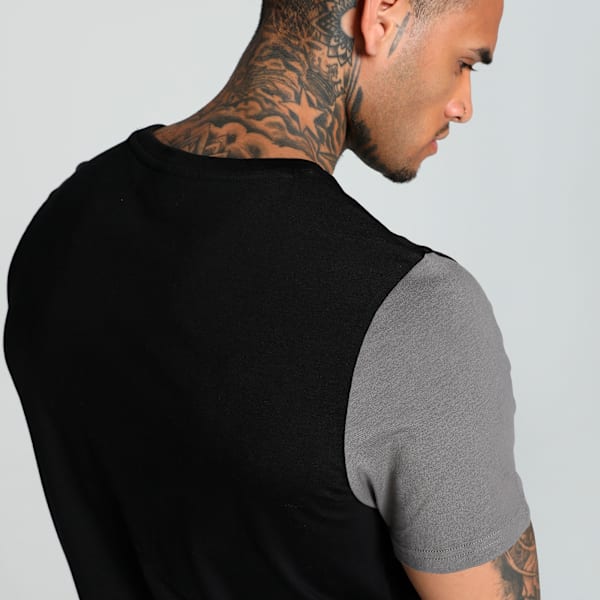 Men's Contrast Sleeve Slim Fit Tee, PUMA Black, extralarge-IND