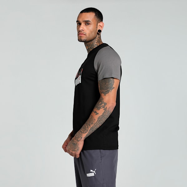 Men's Contrast Sleeve Slim Fit Tee, PUMA Black, extralarge-IND
