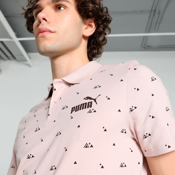 Men's Printed Slim Fit Polo, Mauve Mist, extralarge-IND