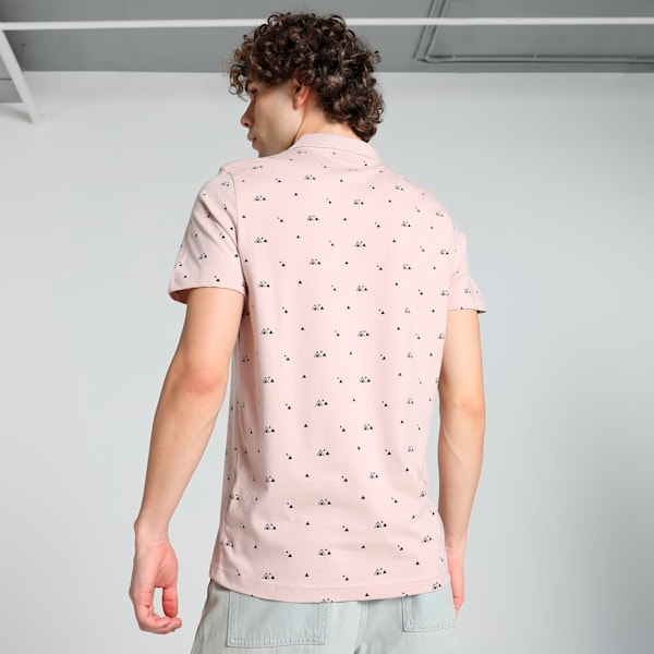 Men's Printed Slim Fit Polo, Mauve Mist, extralarge-IND