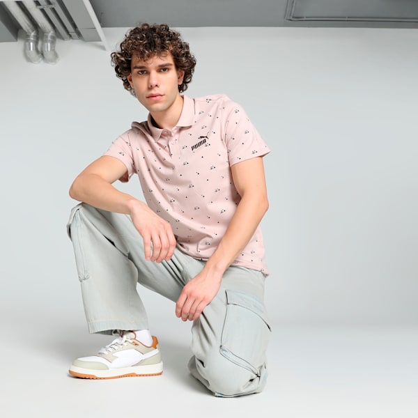 Men's Printed Slim Fit Polo, Mauve Mist, extralarge-IND