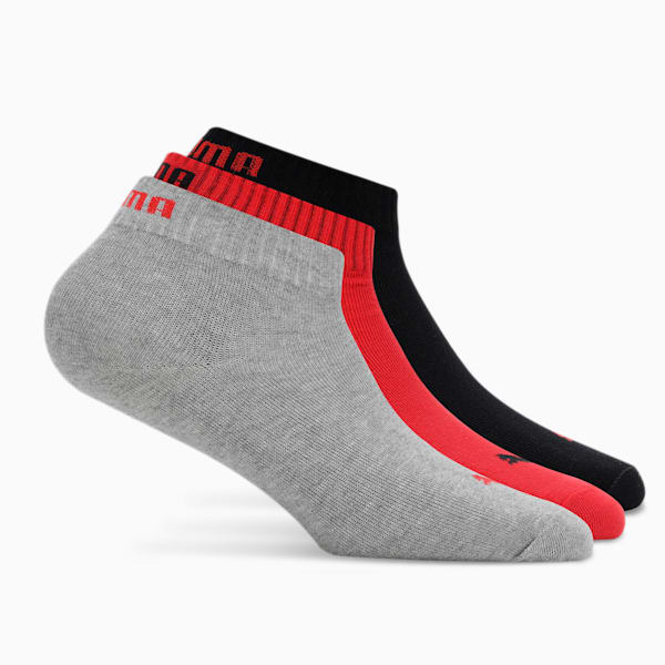 Quarter Plain Socks Pack of 3, PUMA Black-PUMA Red, extralarge-IND