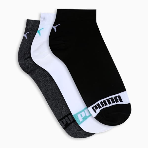 Puma Brand Love Pack of 3 Sneaker Ankle Socks, PUMA Black-PUMA White-Dark Gray Heather, extralarge-IND