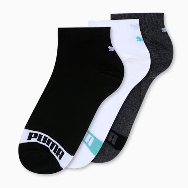 Puma Brand Love Pack of 3 Sneaker Ankle Socks, PUMA Black-PUMA White-Dark Gray Heather, extralarge-IND