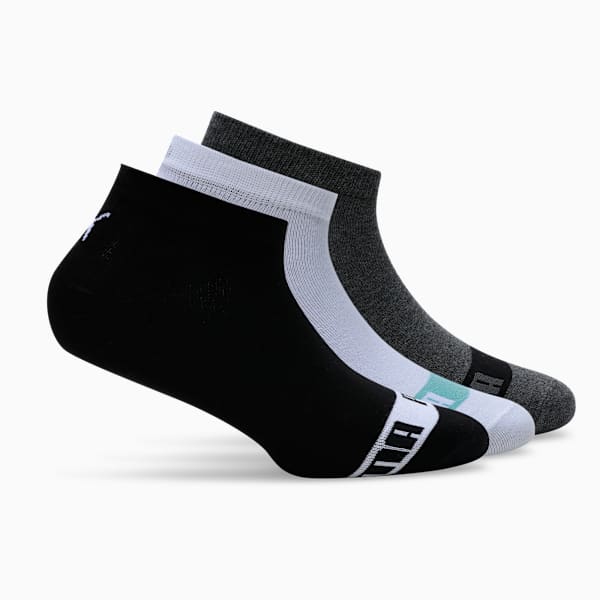 Puma Brand Love Pack of 3 Sneaker Ankle Socks, PUMA Black-PUMA White-Dark Gray Heather, extralarge-IND