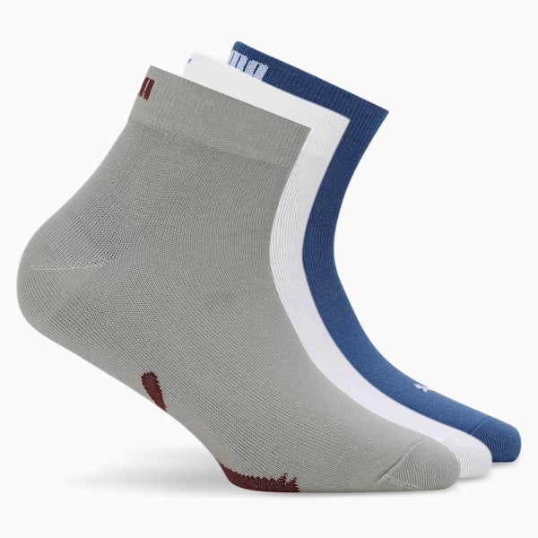 Lifestyle Quarter Socks Pack of 3, Clyde Royal-Glacial Gray-PUMA White, extralarge-IND