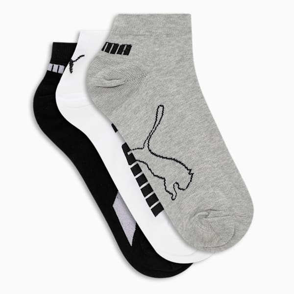 Lifestyle Sneaker Socks Pack of 3, PUMA White-Cool Light Gray-PUMA Black, extralarge-IND