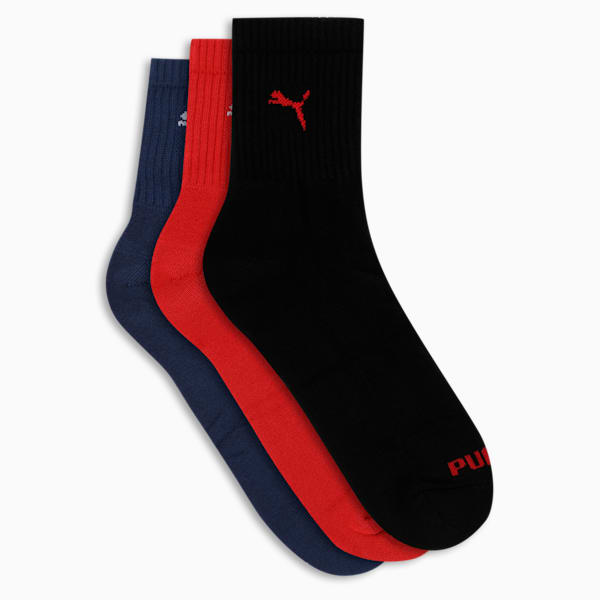 Sport Socks Pack of 3, PUMA Black-Blazing Blue-PUMA Red, extralarge-IND