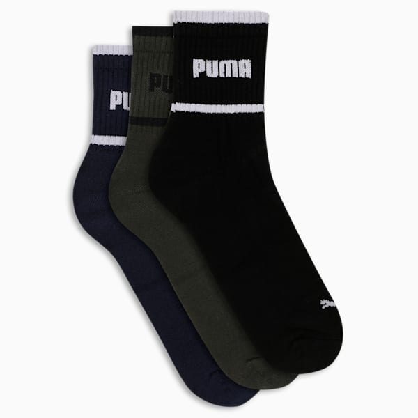 Ankle-Length Socks Pack of 3, PUMA Olive-PUMA Navy-PUMA Black, extralarge-IND