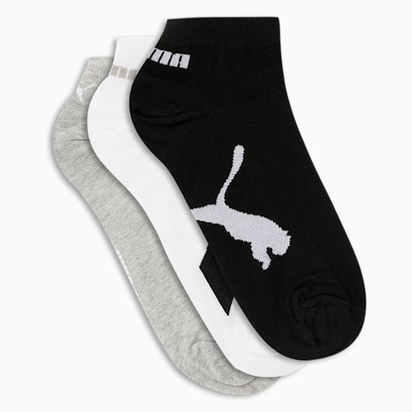 Lifestyle Sneaker Socks Pack of 3, PUMA White-Glacial Gray-PUMA Black, extralarge-IND