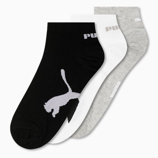 Lifestyle Sneaker Socks Pack of 3, PUMA White-Glacial Gray-PUMA Black, extralarge-IND