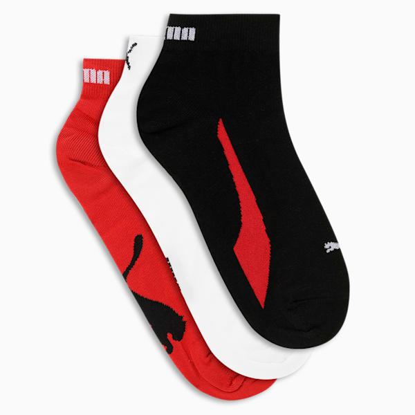 Lifestyle Quarter Socks Pack of 3, PUMA Black-PUMA White-PUMA Red, extralarge-IND
