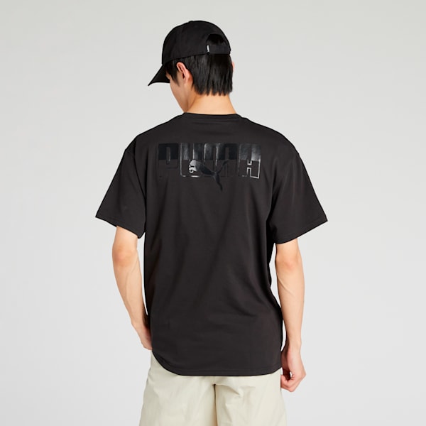 メンズ ESS ロゴ ラブ MX バックプリント 半袖 Tシャツ, PUMA Black, extralarge-JPN
