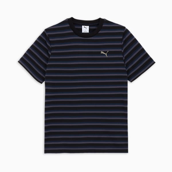 メンズ サマー ストライプ ニット 半袖 Tシャツ, PUMA Black, extralarge-JPN