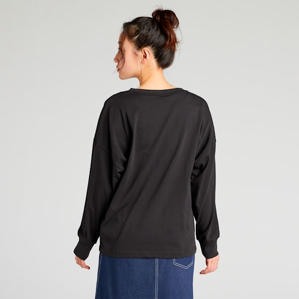 ウィメンズ ESS MX キャット ロゴ リラックス 長袖 Tシャツ, PUMA Black, extralarge-JPN