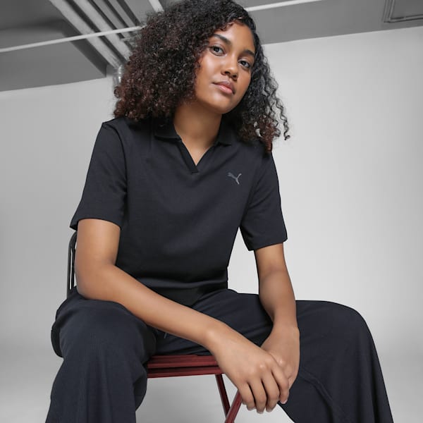 Women's Wardrobe Essentials Relaxed Polo, PUMA Black, extralarge-IND