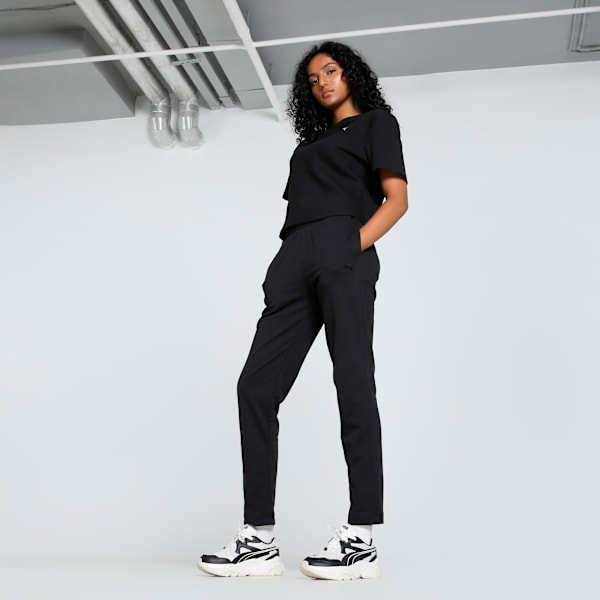 Women's Essential Comfort Slim Fit Knitted Pants, PUMA Black, extralarge-IND